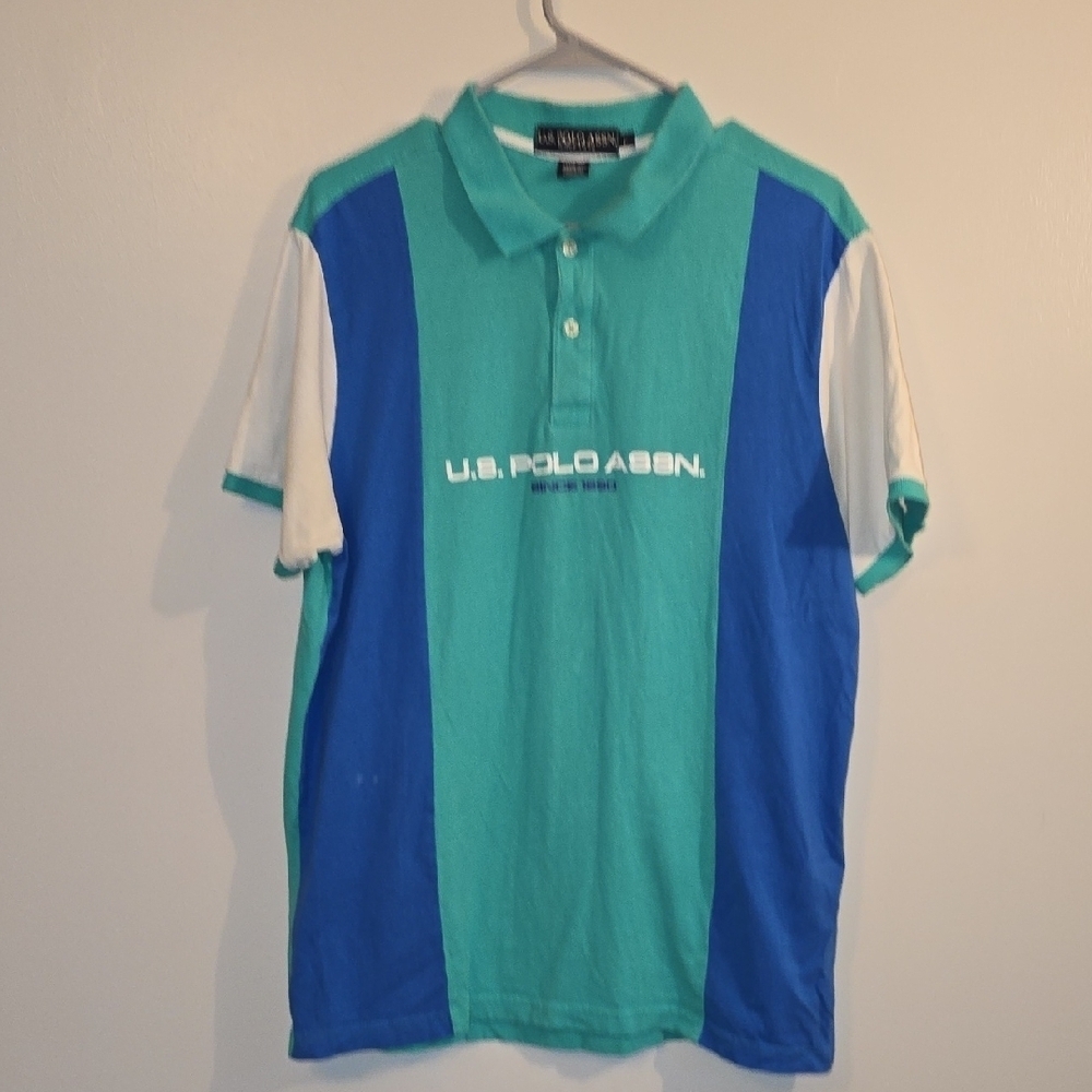 U.S. Polo Assn. Blue and Green Polo Shirt LOT L